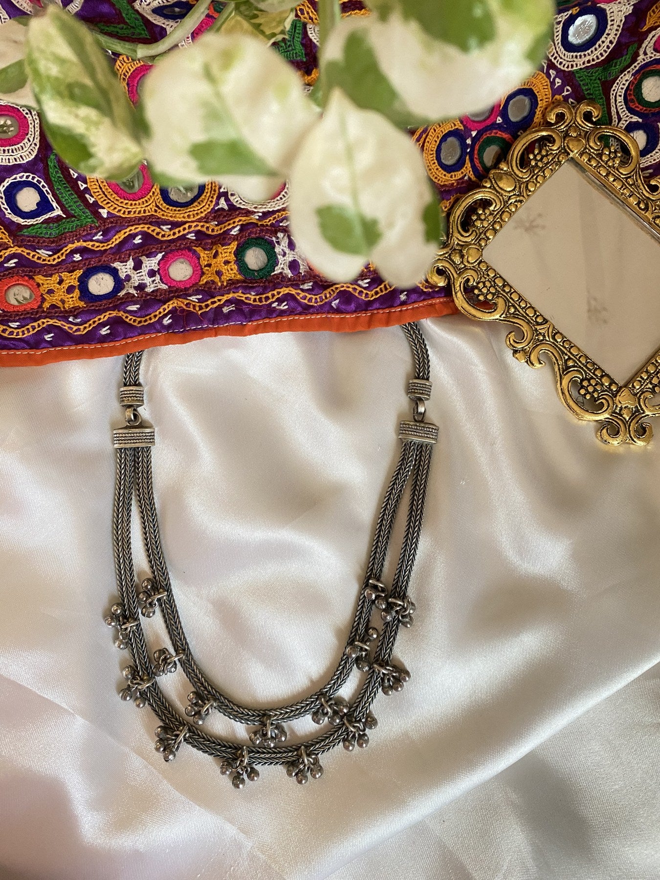 Double Chain Ghunghru Necklace - handcrafted traditional necklace by Aabhushan Jewellery
