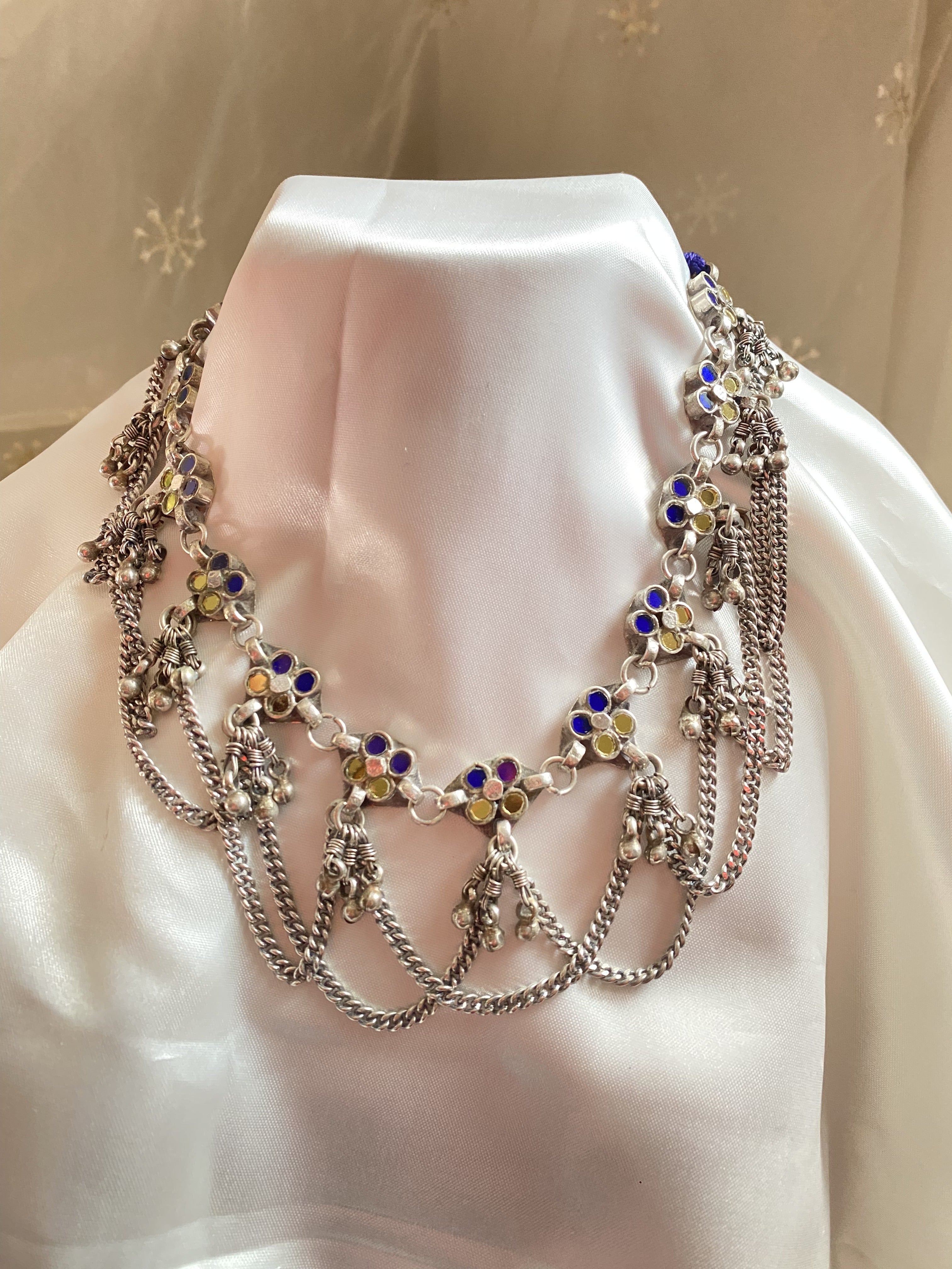Gold and Purple Glass Necklace - handcrafted traditional jewellery by Aabhushan Jewellery