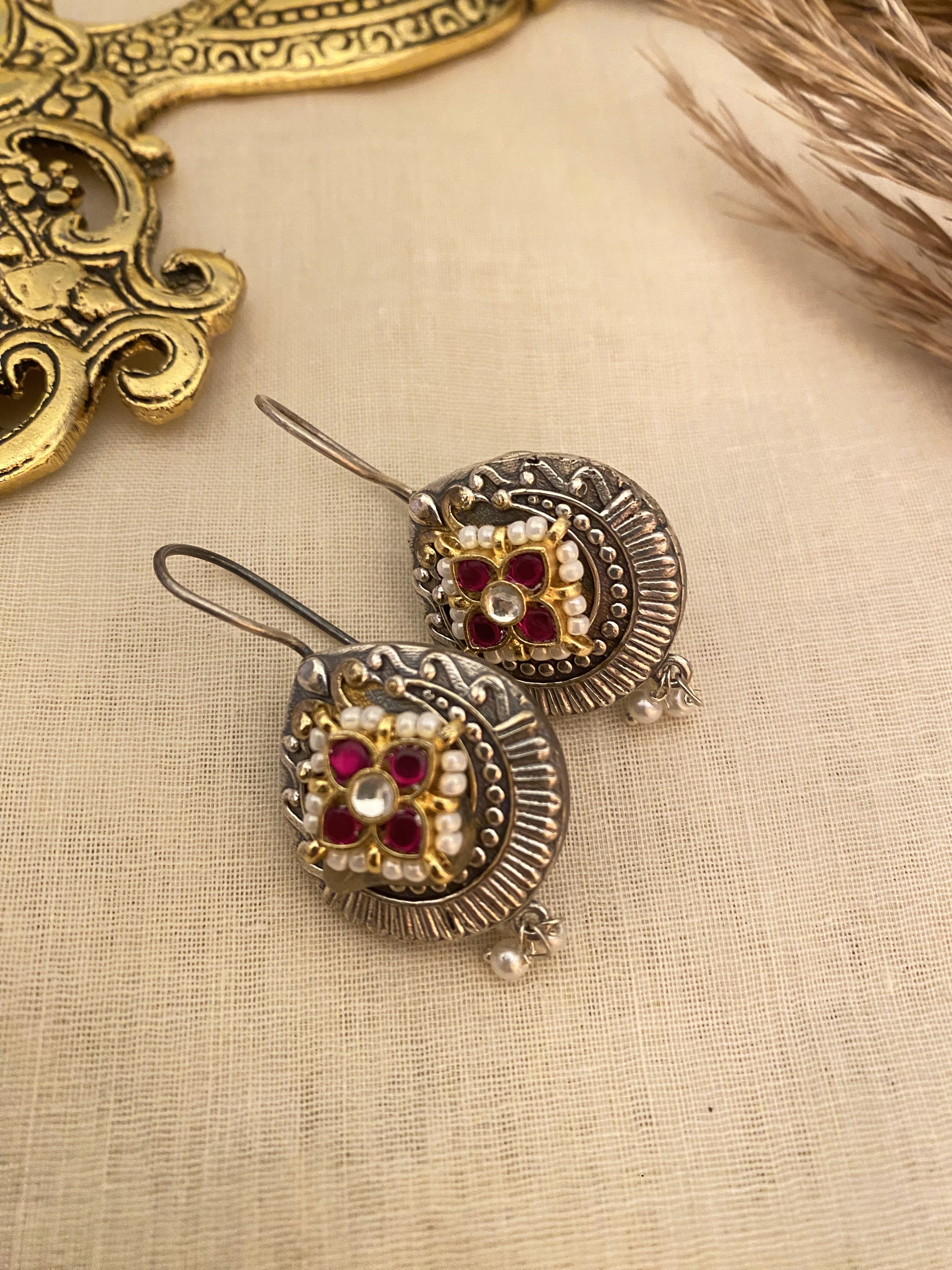 Krisha Hooks - handcrafted traditional earrings by Aabhushan Jewellery