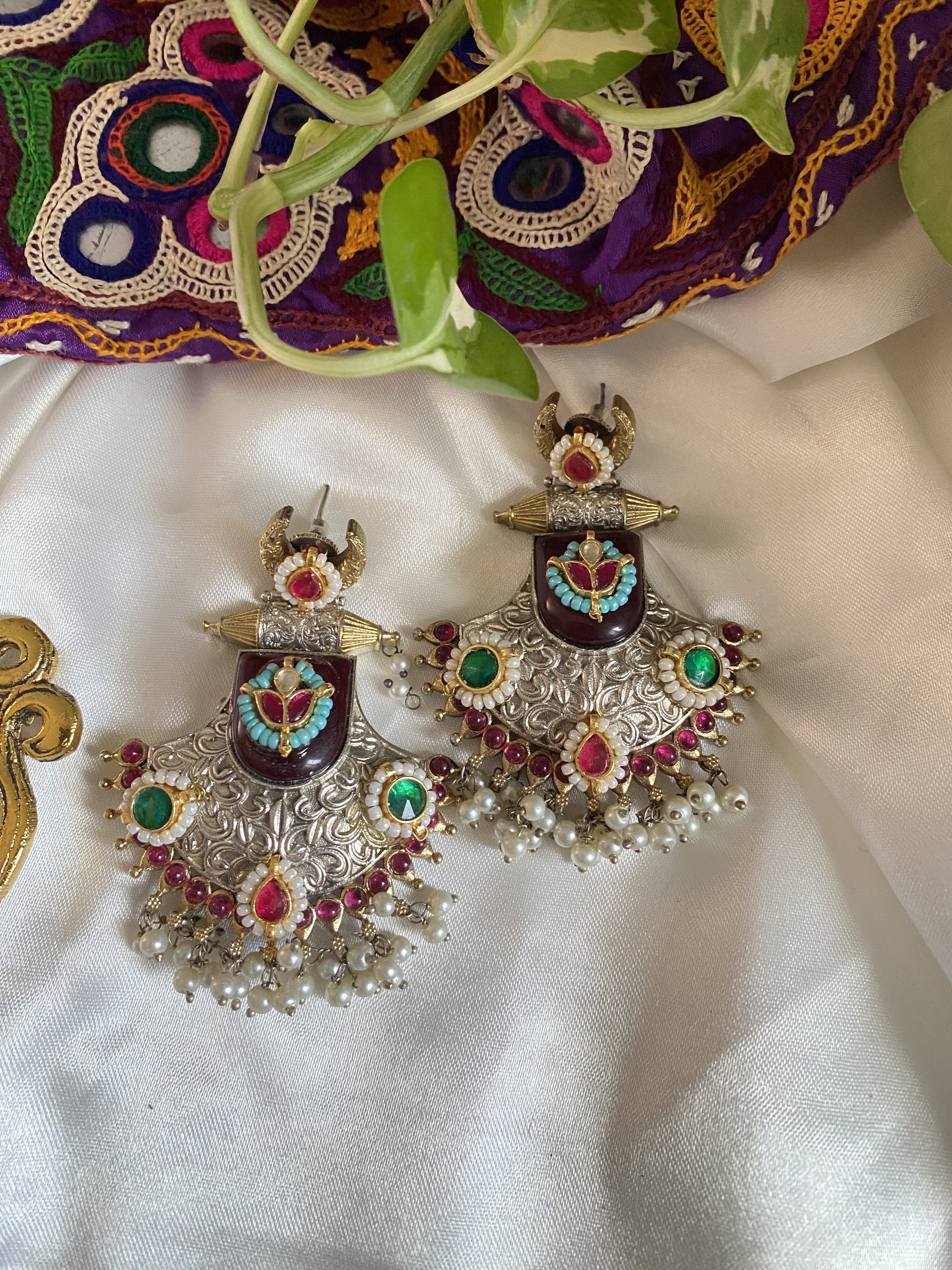 Kumud Danglers - handcrafted traditional earrings by Aabhushan Jewellery