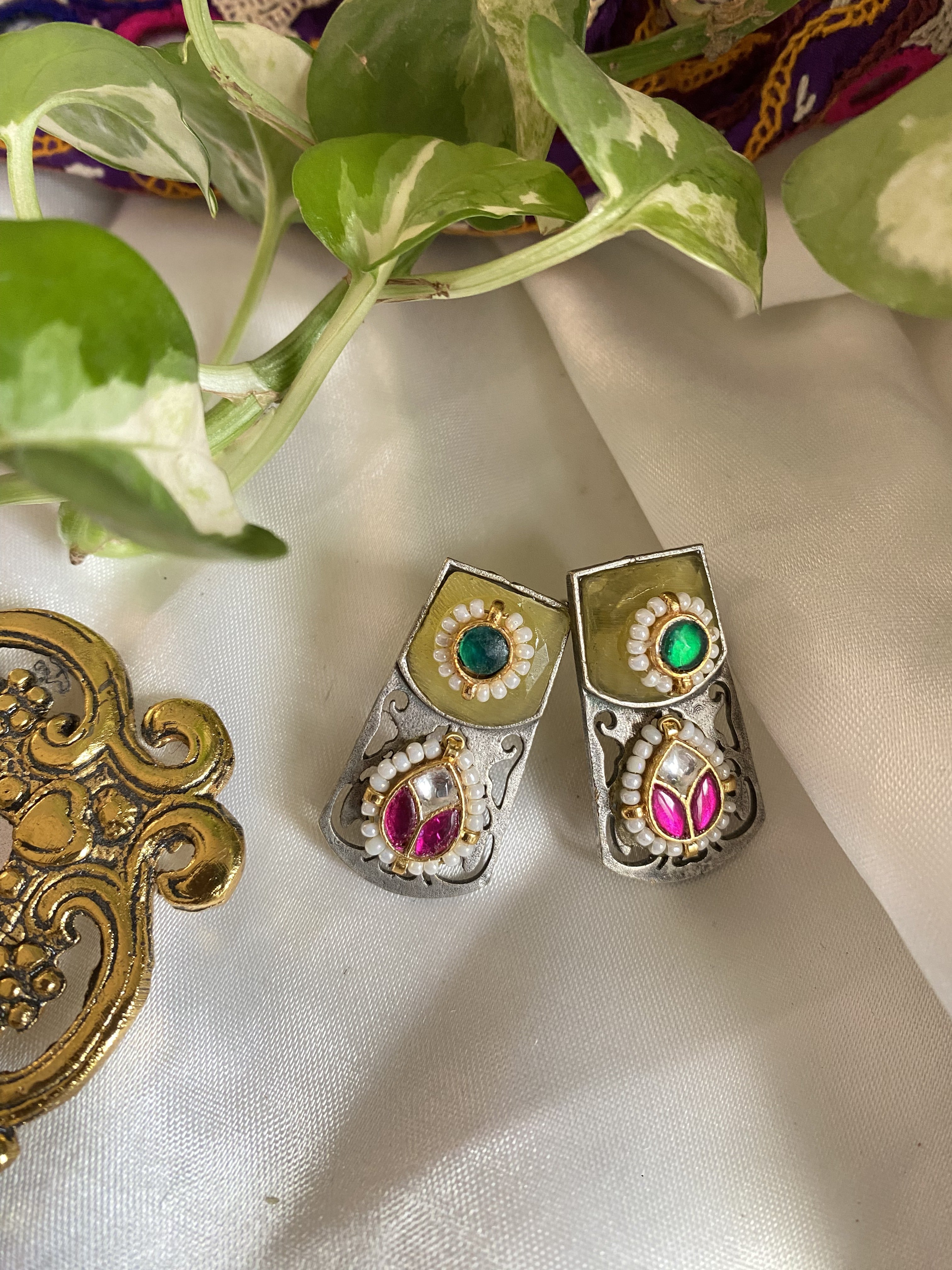 Kumud Studs - handcrafted traditional earrings by Aabhushan Jewellery