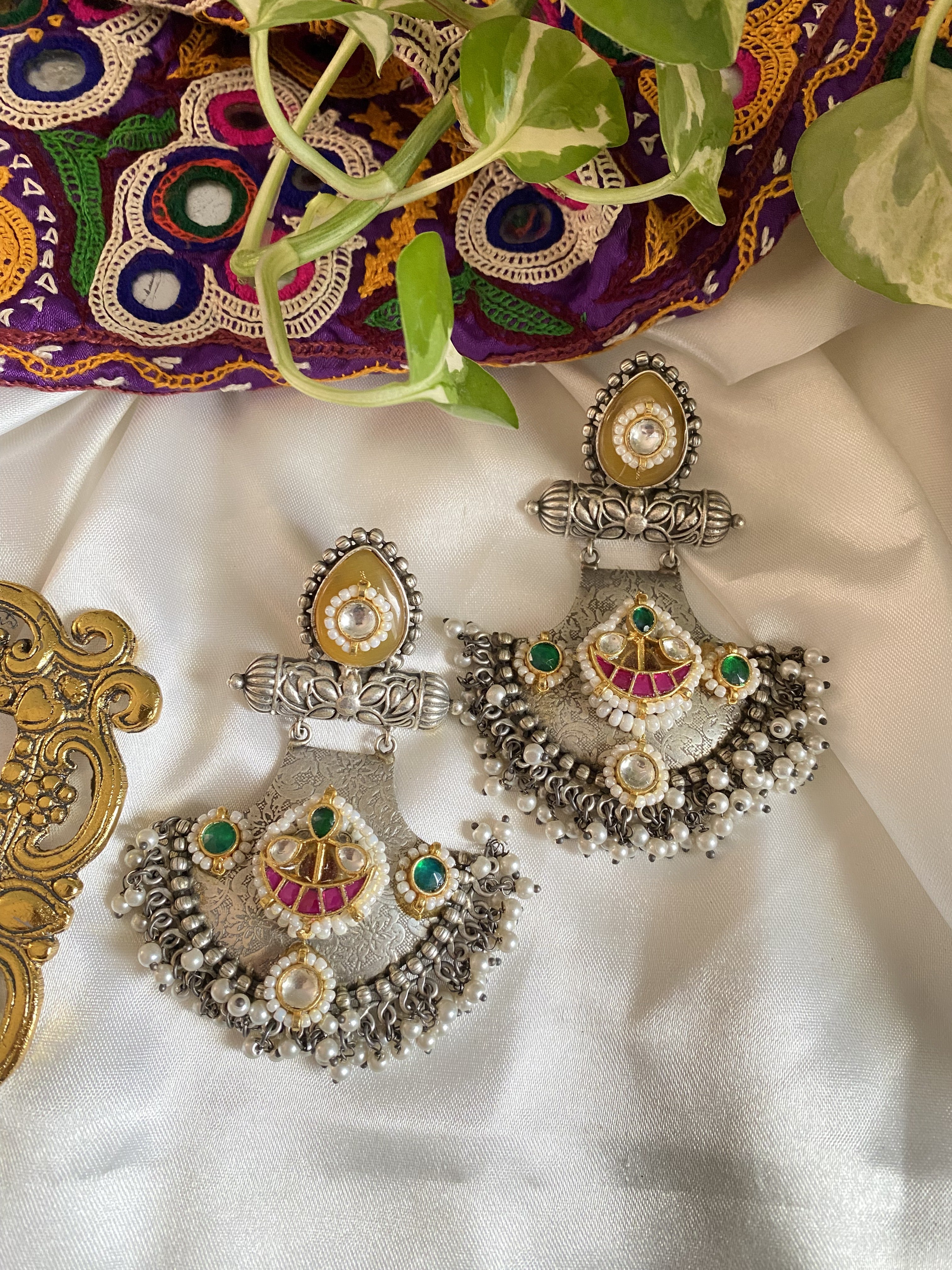 Manasvi Statement Earrings - handcrafted traditional earrings by Aabhushan Jewellery