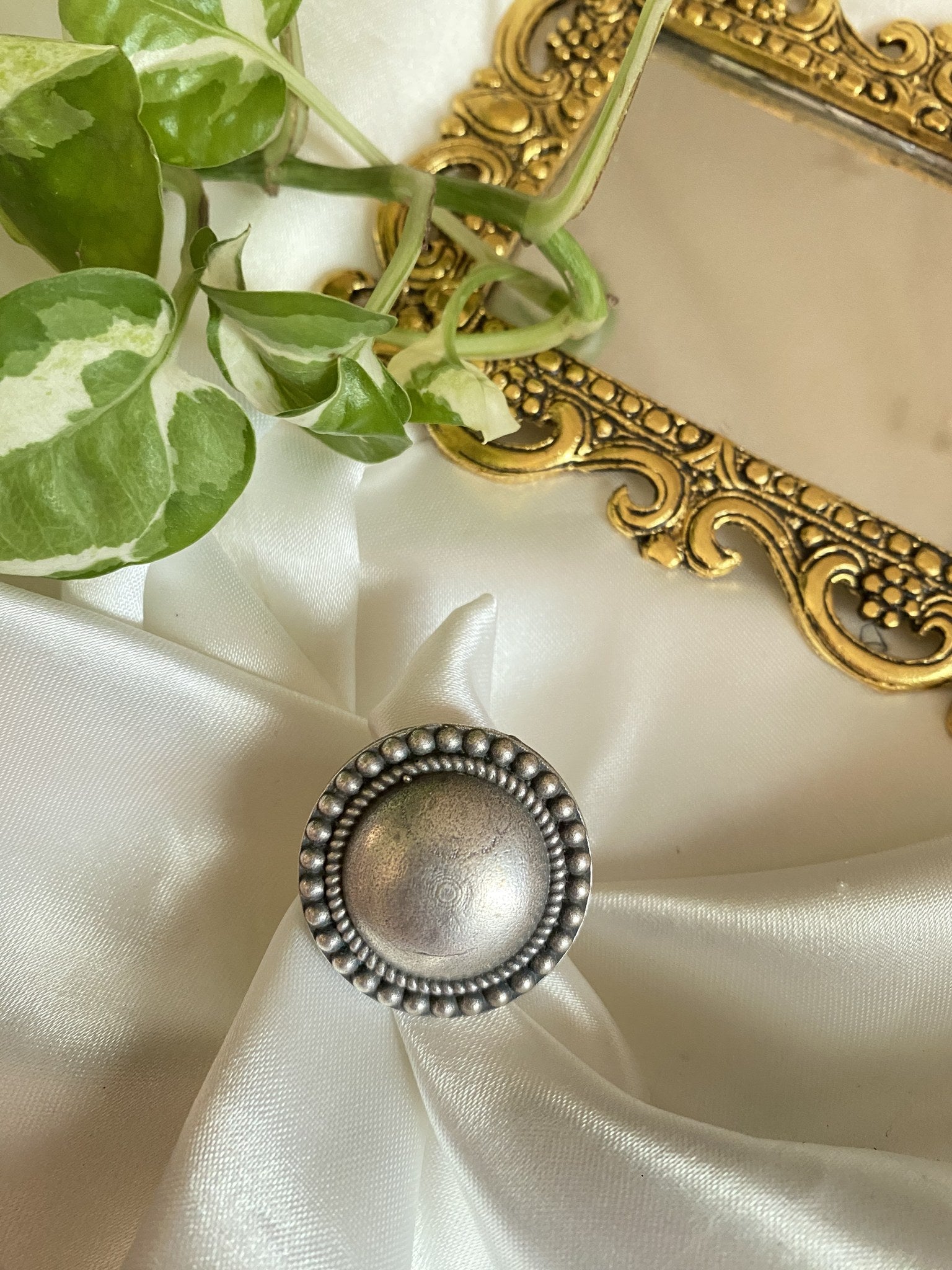 Meena Ring - handcrafted brass jewellery by Aabhushan