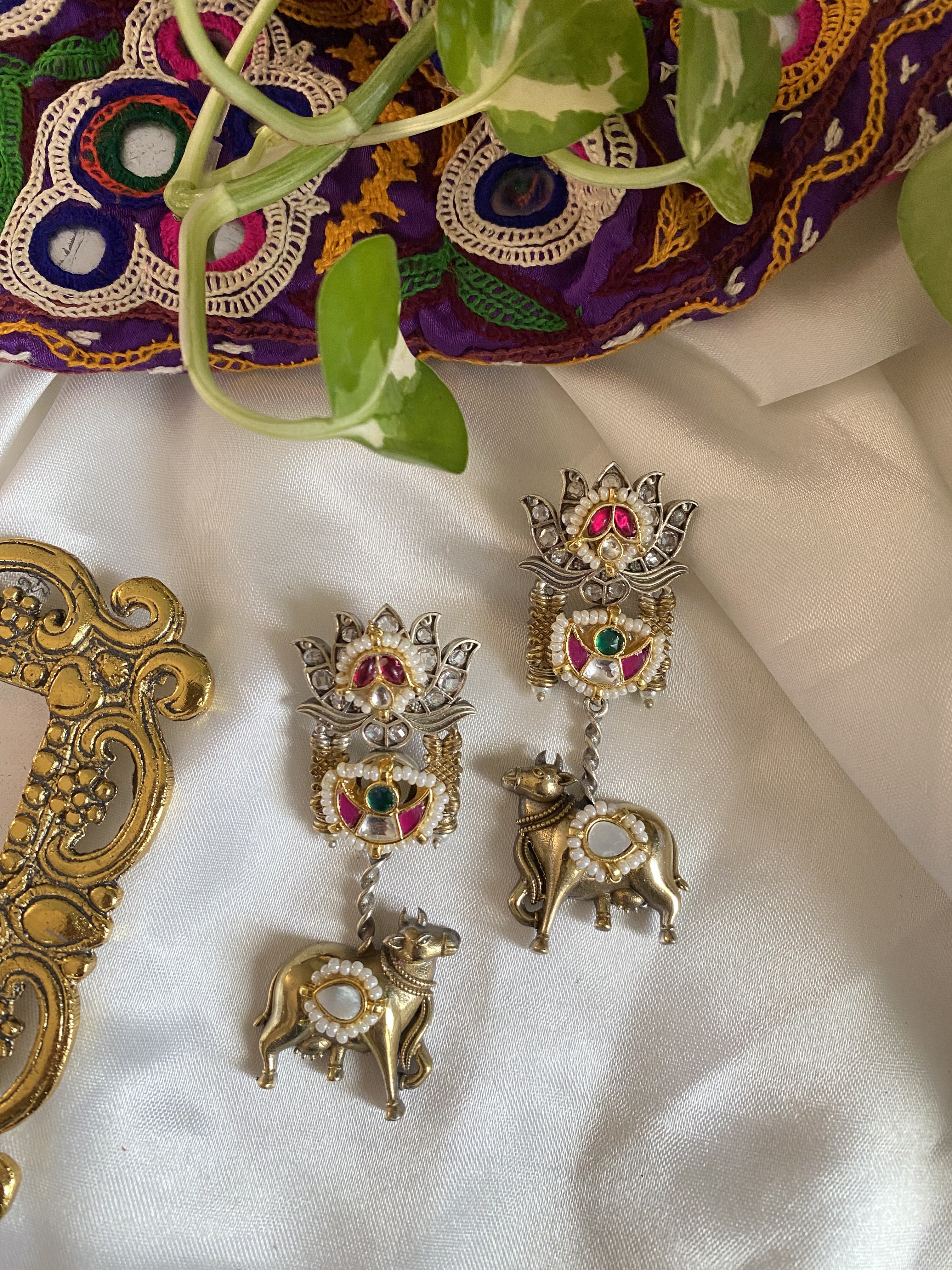 Nandi Danglers - handcrafted traditional earrings by Aabhushan Jewellery