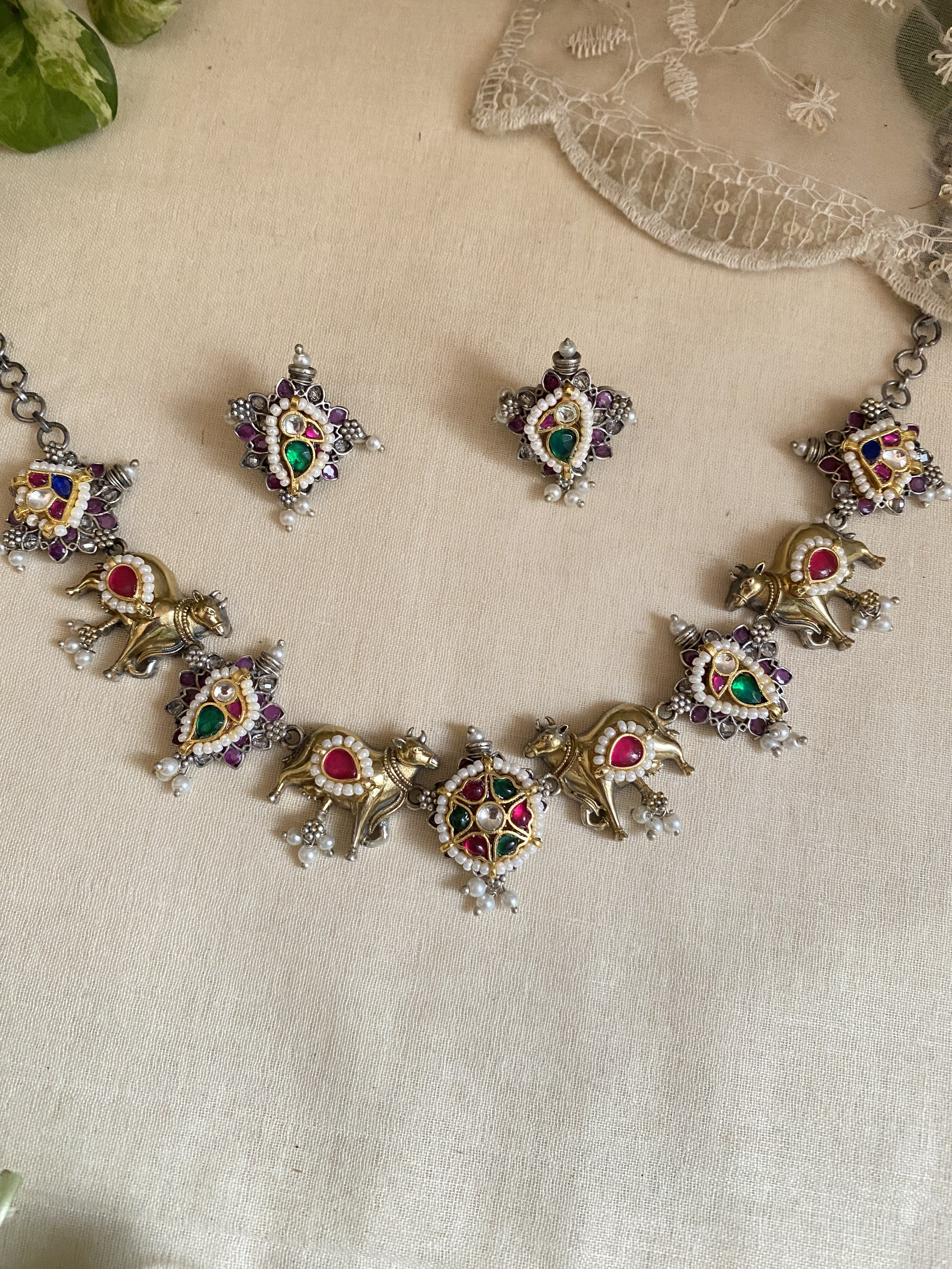 Nandi Necklace - handcrafted traditional jewellery by Aabhushan Jewellery