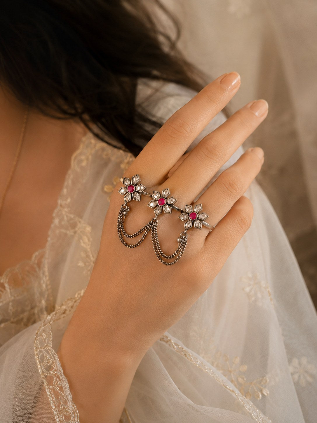 Phool Ring - handcrafted brass jewellery by Aabhushan