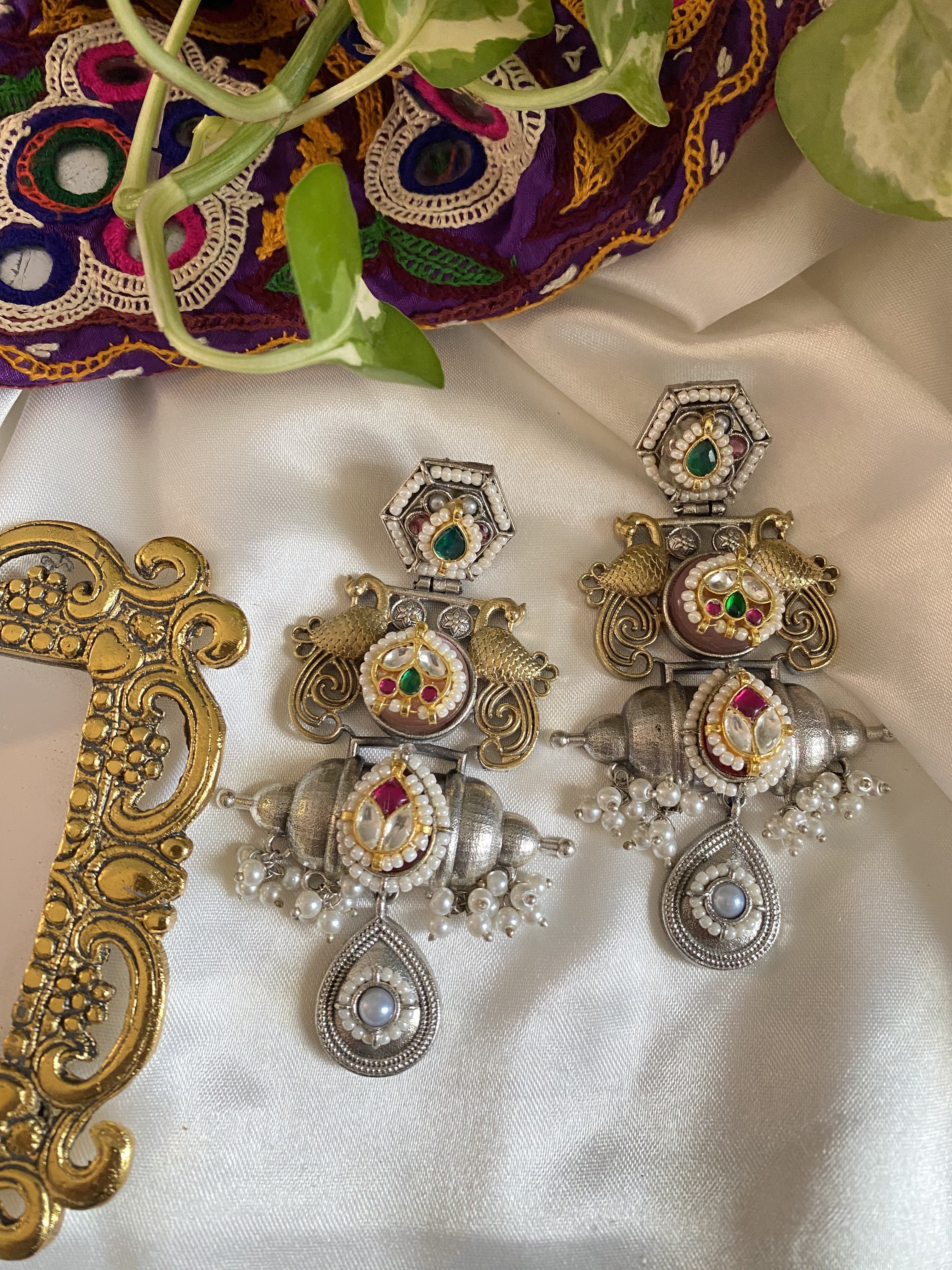 Prisha Statement Earrings - handcrafted traditional earrings by Aabhushan Jewellery