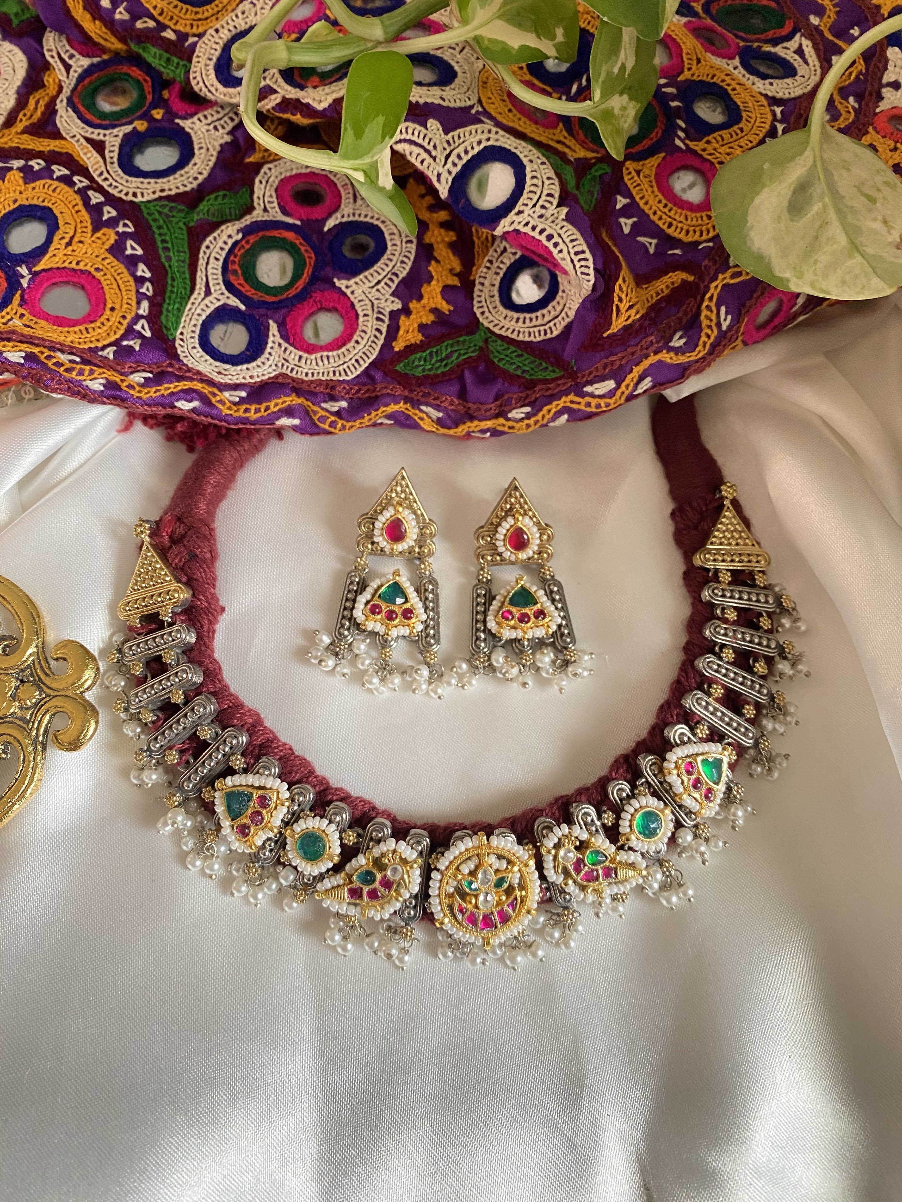 Red Thread Necklace - handcrafted traditional jewellery by Aabhushan Jewellery