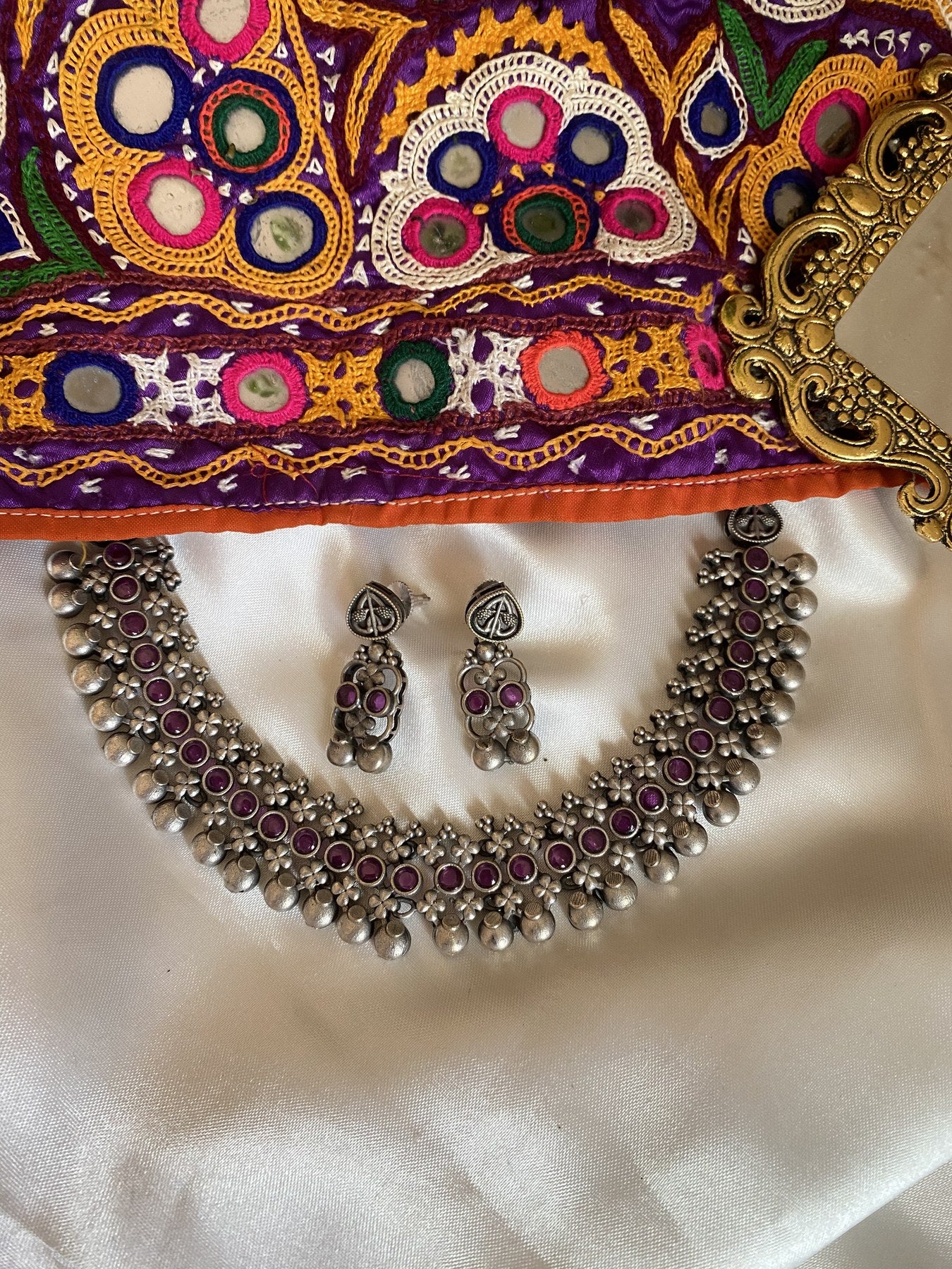 Smruti Silver Replica Necklace - handcrafted traditional necklace by Aabhushan Jewellery