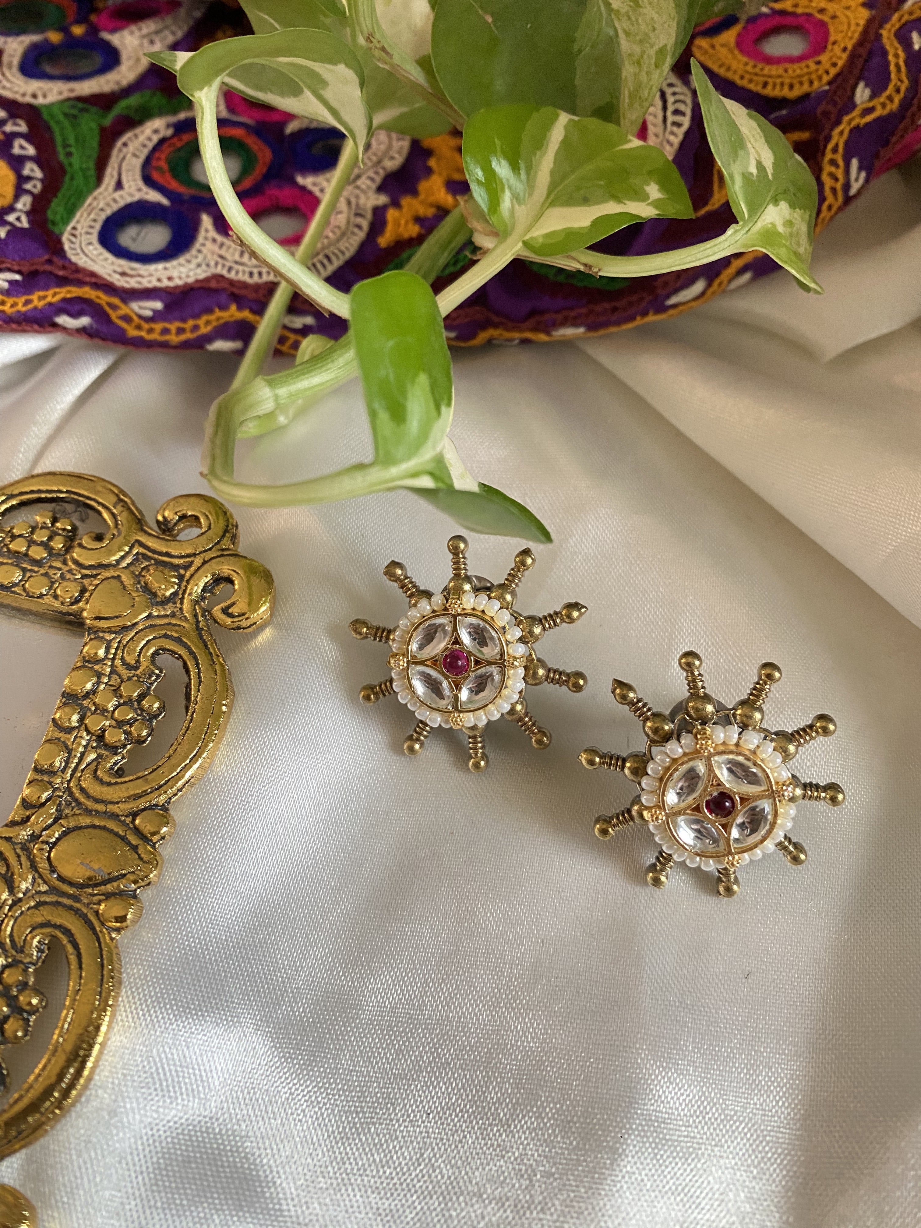 Surya Studs - handcrafted traditional earrings by Aabhushan Jewellery