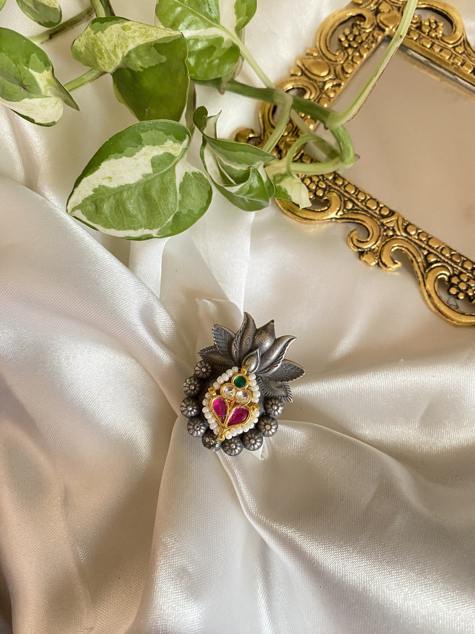 Trisha Ring - handcrafted brass jewellery by Aabhushan